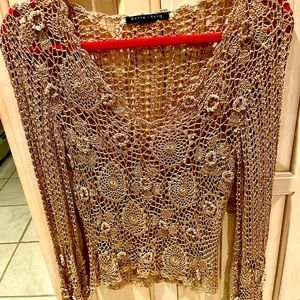 Beautiful layering, lace crocheted top.